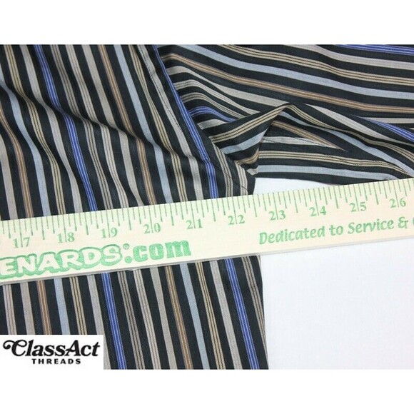 Zanella Mens Shirt Multi Color Striped Button Down Cotton Modern Point Italy M - Picture 6 of 8